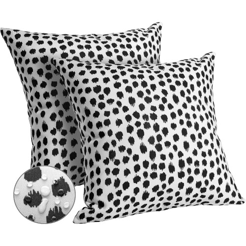 Fodere per cuscini da esterno a pois neri, confezione da 2, 20x20 cm.