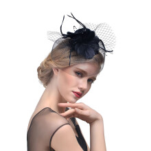 Chapeaux bibis pour femmes, bibis à fleurs et plumes, accessoires de coiffure pour femmes, noir, idéal pour un thé, un cocktail, un mariage ou une