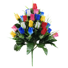 Artificial Cemetery Flowers for Graves – Memorial Silk Rose Bouquet, Compatible with Headstones & Gravesites, Durable Outdoor Use