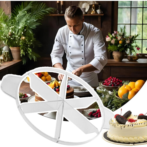 Round Cake Divider DoubleSided Equal Portion Marker Adjustable Transparent Plastic Cheesecake Slicer 6Cut 2