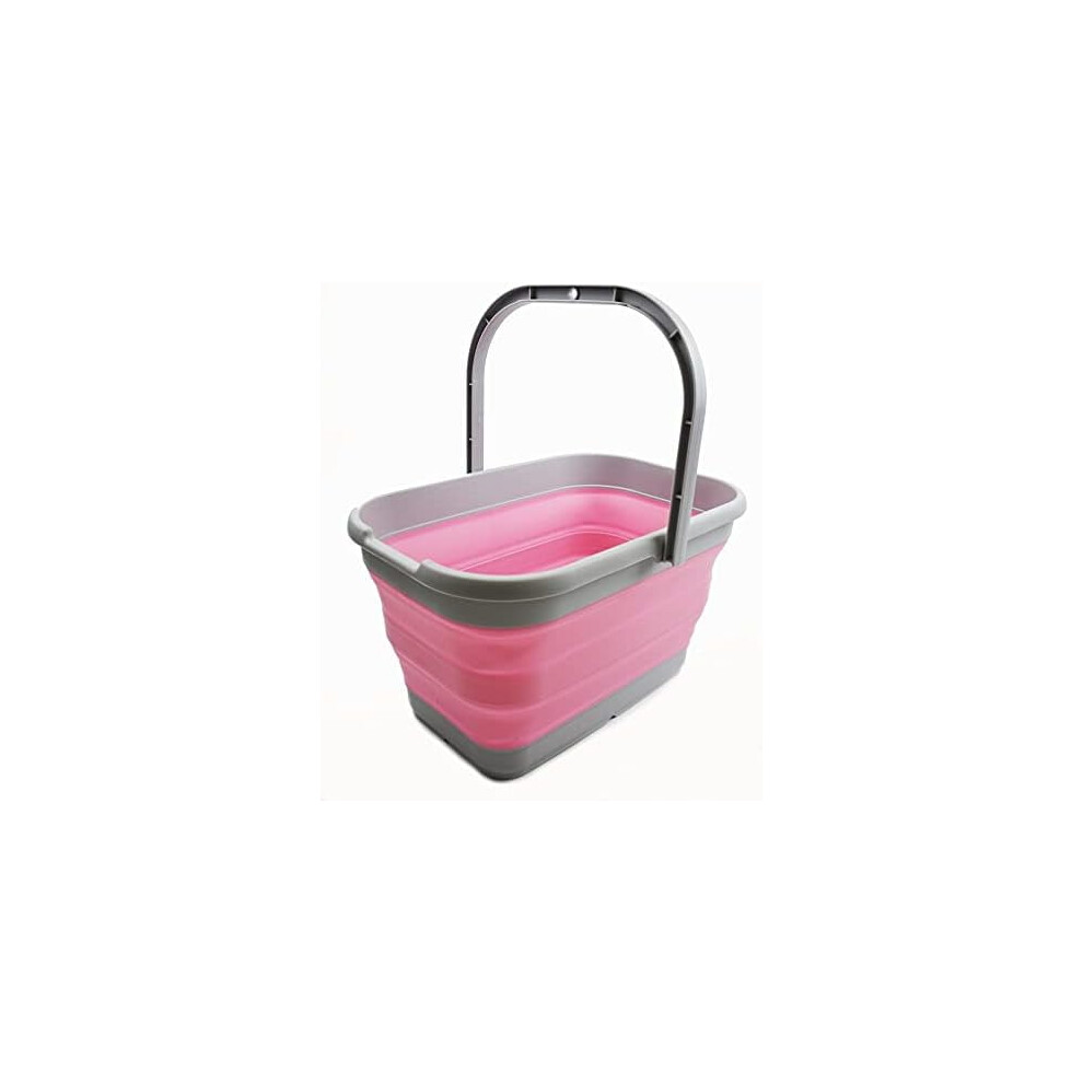 12L (3.17 Gallon) Collapsible Rectangular Handy Bucket (1, Grey/Pink) 9479868192898