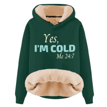 Sudadera con capucha Warmy para mujer YES I'm Cold ME247Print Jersey cómodo de invierno Top informal de manga larga Sudaderas divertidas