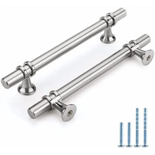 Úchytky skříněk z kartáčovaného niklu, rozteč otvoru 5" (128 mm) –