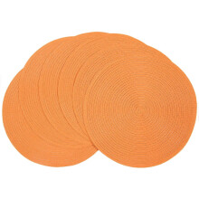 Jogo de 6 jogos americanos trançados para mesa de jantar - Redondos de 38 cm (15 polegadas), resistentes ao calor e antiderrapantes, cor laranja.