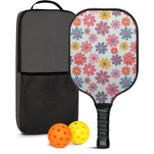 Floral Fiberglass Pickleball Paddles Set with 2 Balls & Bag, Compatible with Indoor/Outdoor Play