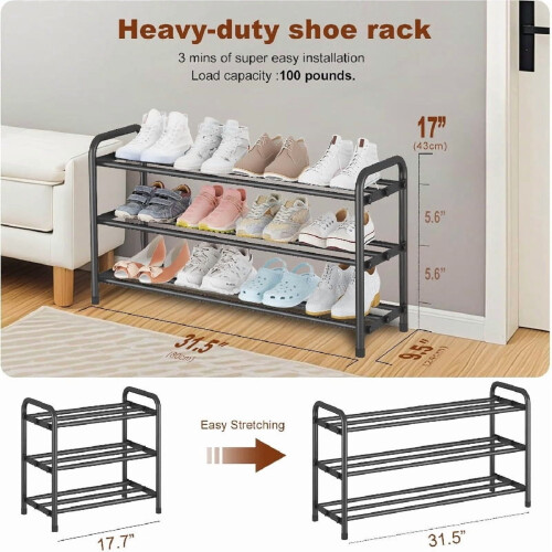 Étagère à chaussures extensible à 3 niveaux ultra-résistante 1