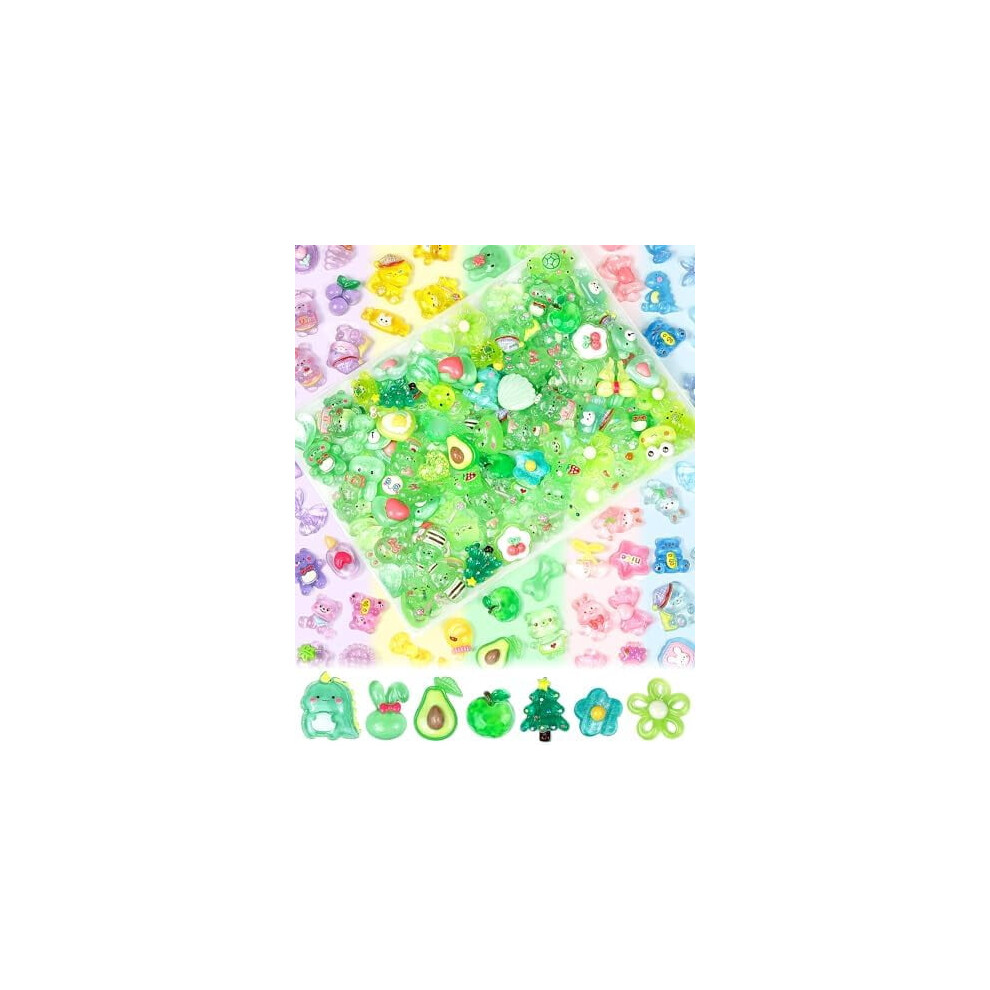 Slime Charms Kawaii Resin Flatback 100 Pcs Green 9341593885225