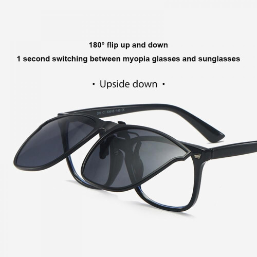 Conjunto de 3 lentes de plástico para óculos de sol com encaixe, modelo retangular e flip-up. 1