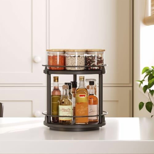 Περιστρεφόμενη βάση μπαχαρικών 2 επιπέδων Lazy Susan Organizer, βιομηχανική 1