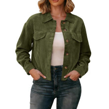 Kukoosong Damen-Bomberjacke, leichte, kurze Collegejacke, modische, einfarbige Windjacke mit Reverskragen, Knopfleiste und Tasche