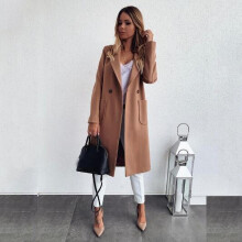 Gilet cardigan à manches longues, couleur unie, poches boutonnées, revers, style manteau élégant pour le travail ou les loisirs.