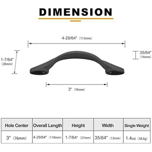 Kitchen Cabinet Handles Matte Black 3 Inch 10 Pack 1