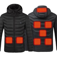 Cappotto invernale riscaldato per uomo e donna, 8 zone di riscaldamento, cappuccio removibile, antivento, lavabile in lavatrice, compatibile con