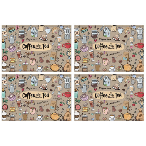 Σουπλά Coffee Farmhouse Tea 12x18 ίντσες Σετ 4 τεμαχίων