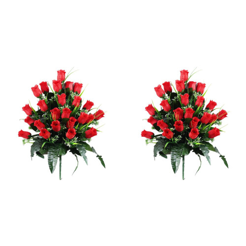Kunstige kirkegårdsblomster med sadelbase og vase