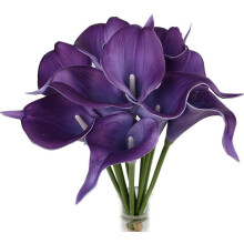 Mini kunstmatige callalelieboeketten met 10 stelen, kunstmatige latex bloemen met realistische textuur voor huis- en feestdecoratie (blauwgroen, wit)