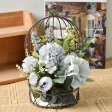 [Opruiming!] Smeedijzeren vogelkooi bloemenstandaard kunstbloemenset realistische decoratieve rekwisieten woonkamer bruiloft huisdecoratie