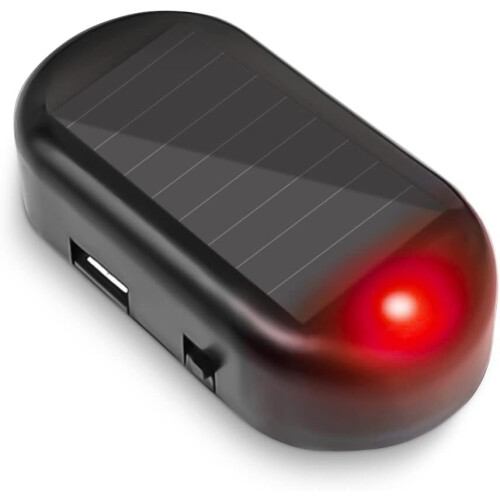 Car AntiTheft LED Light Solar Powered Security with Smart Sensor and USB Charging Red