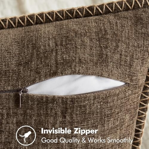 Conjunto de 2 capas de almofada decorativas estilo fazenda, marrons, 40x40 cm (16x16 polegadas), em chenille macio, com borda costurada, compatíveis 2