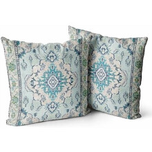 Boho putetrekk 45x45 cm, sett med 2, blågrønn, dobbeltsidig bomull, myke dekorative putetrekk til sofa, seng