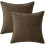 Conjunto de 2 capas de almofada decorativas estilo fazenda, marrons, 40x40 cm (16x16 polegadas), em chenille macio, com borda costurada, compatíveis 6