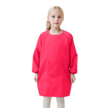 Pigernes kunstkittel, ensfarvet, langærmet, rund hals, lomme – kompatibel med tegning og maling – pink, alder 8-12