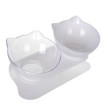 Ciotola doppia per gattini2Cat, contenitore per l'alimentazione di animali domestici, supporto inclinato, ciotola in plastica PC antiscivolo per cani