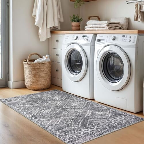 Χαλί εισόδου Boho 3x5 Πλενόμενα αντιολισθητικά χαλιά μαλακά για κουζίνα, σαλόνι, 2