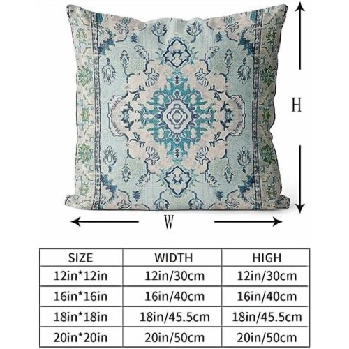 Μαξιλαροθήκες Boho από βαμβάκι, σετ 16x16 ιντσών, σε χρώμα γαλαζοπράσινου 1