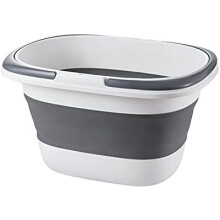 16 liters sammenleggbar plastbøtte med håndtak – plassbesparende, flerbruks, sammenleggbar for camping, fisking, is, rengjøring (grå)
