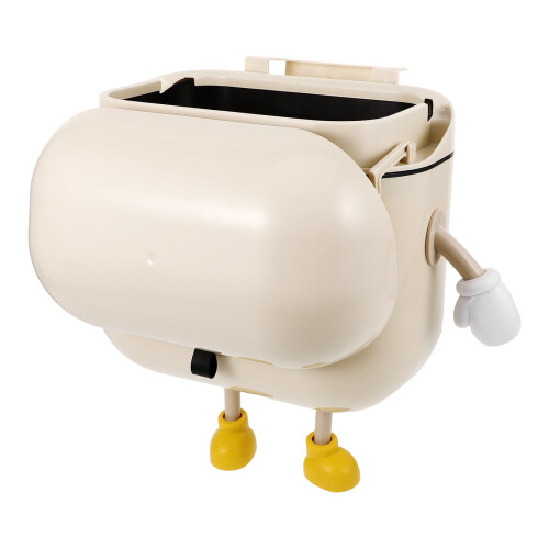 Beige Hanging Kitchen Trash Can with Lid26x25x15cm 2