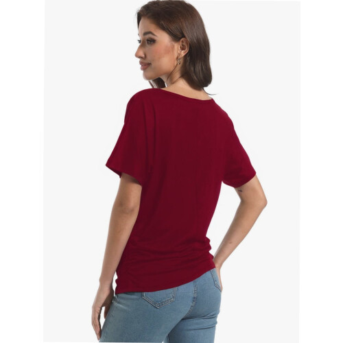 Γυναικεία Casual T-shirts Dolman με κοντομάνικα πουκάμισα, τοπ με βολάν και φαρδιά 1