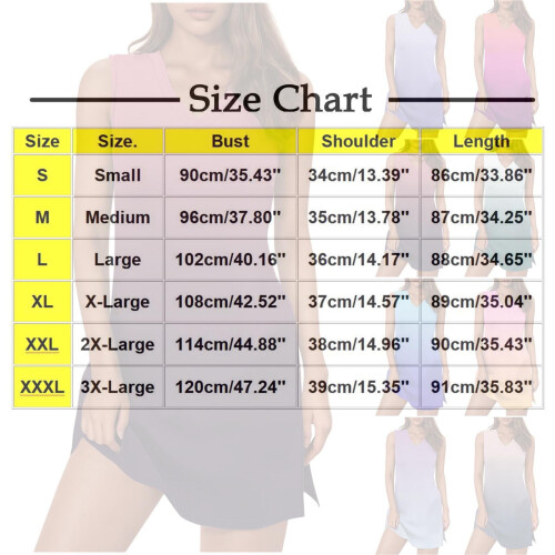 Γυναικείο Φόρεμα Ombre με V λαιμόκοψη, Άνετα, Plus Size S-3XL, Βαμβακερό Spandex, Αναπνέον – Για 2