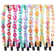 Bandeau marguerite brodé de fleurs, accessoire de cheveux mignon à fleurs pour femmes et filles, idéal pour les fêtes d'anniversaire d'été.