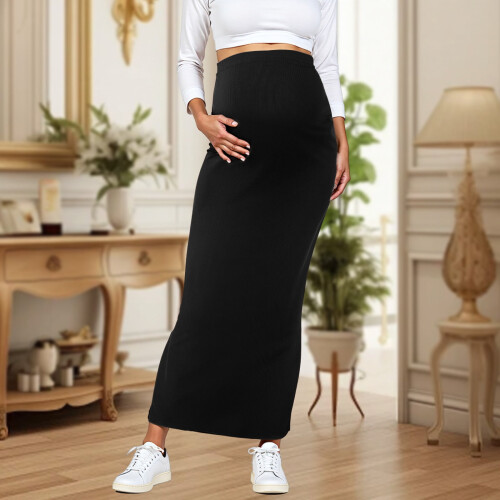 Γυναικεία φούστα Bodycon για εγκυμοσύνη πάνω από την κοιλιά Ψηλόμεση ελαστική 1