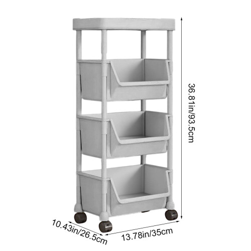 Étagère de rangement mobile à roulettes à 3 niveaux 2