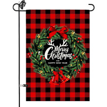 Bandeira de Natal para Jardim com Xadrez Búfalo Vermelho 30x45 cm