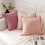 Housses de coussin en lin 45 x 45 cm rose clair (2 pièces) 4