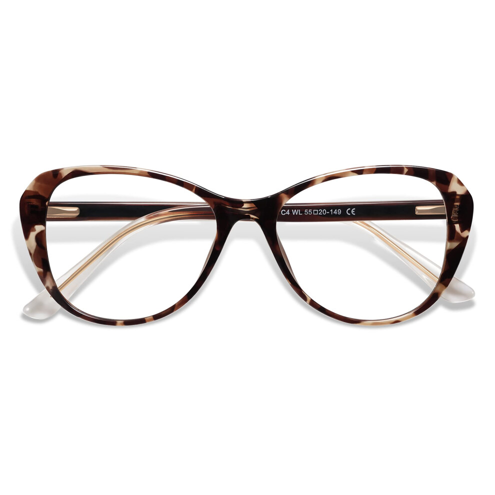 Blue/Light Cat Eye Reading Glasses For Women, Retro 2.0X Magnification Computer Readers