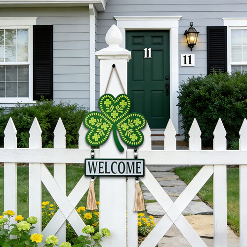 St. Patrick's Door Hanging Wooden Clover Decor 1