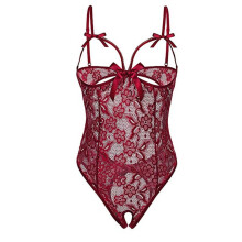 Crotchless Bodysuits for Women Lace Underwear Gauze One-Piece Garment Pajamas Underwear