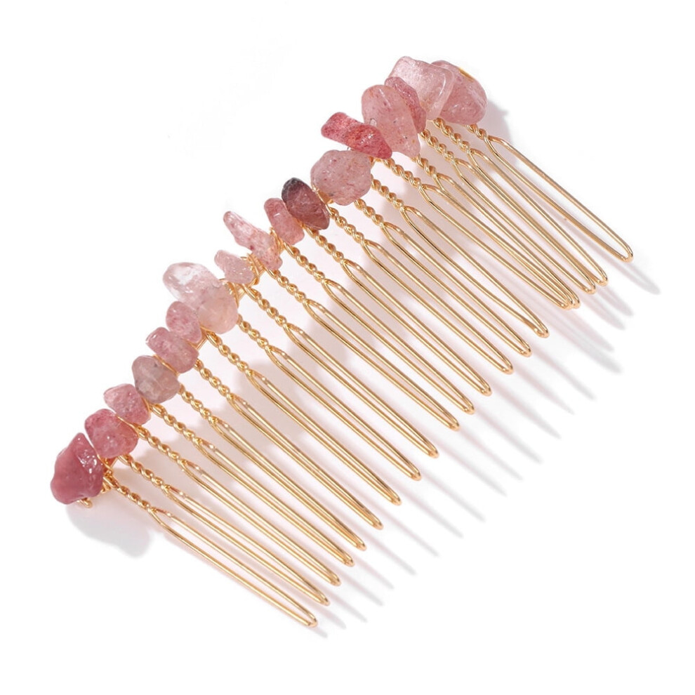 Women's decorative side comb with raw crystals