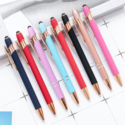 Στυλό Rose Gold Ballpoint Pack των 12 με γραφίδα, μεταλλικά στυλό λείας γραφής 1,0 mm, 2