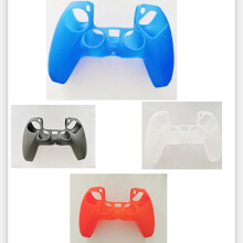 Funda protectora antideslizante de silicona de alta calidad para mando de PS5 (paquete de 40 unidades) en negro, transparente, azul oscuro y rojo.