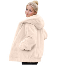 Veste sherpa pour femme Kukoosong, veste polaire courte et décontractée, manteau d'hiver chaud à capuche et fermeture éclair, manches longues et