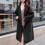 Giacca con cappuccio da donna in tweed foderata in sherpa, maniche lunghe 2