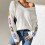 Dame V-hals hæklet blomsterprint løs pointelle strikpullover 5