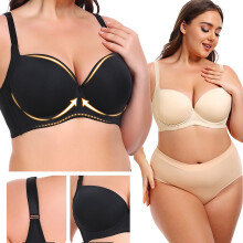 Reggiseni senza cuciture per donna, reggiseno push-up, reggiseno in pizzo liscio senza cuciture con supporto laterale per una silhouette sollevata e
