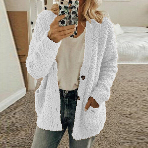 Πουλόβερ ζακέτα για γυναίκες casual plus size βελούδινο πουλόβερ τσέπες πανωφόρι 1