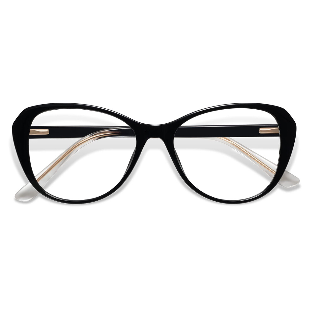 Blue/Light Women's Cat Eye Reading Glasses 3.0X Magnification Retro Clear Lens